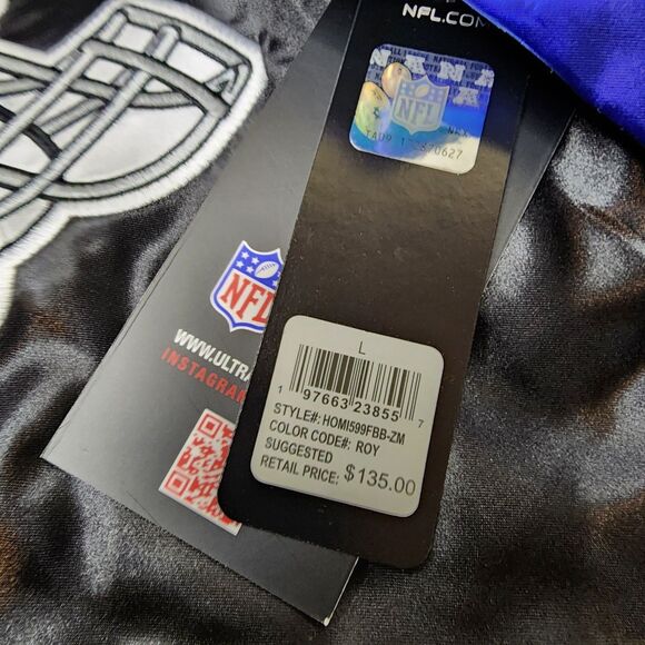 Buffalo Bills Jacket Satin Bomber Coat NFL Team Varsity Button NFL Mens Large - Picture 8 of 11